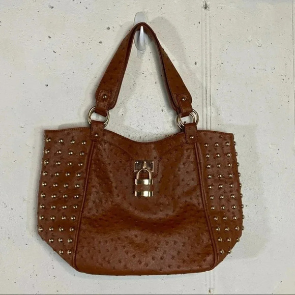 Expressions NYC studded Brown knobby shoulder bag - Picture 1 of 8